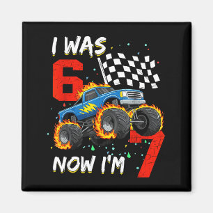 War 6 7 jähriger Junge Monstertruck 67 7. Geburtst Magnet