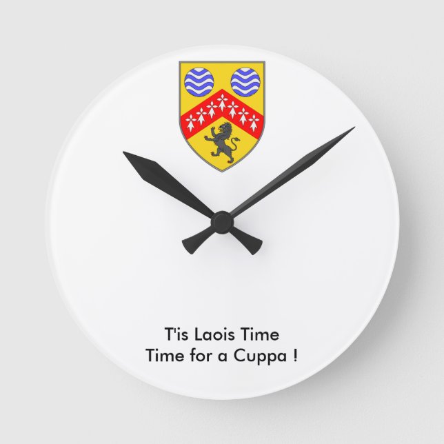 War auf Laois Time-for a Cuppa. Runde Wanduhr (Vorderseite)