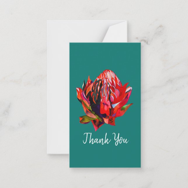 Waratah Australian native flower watercolor Mitteilungskarte (Vorderseite)