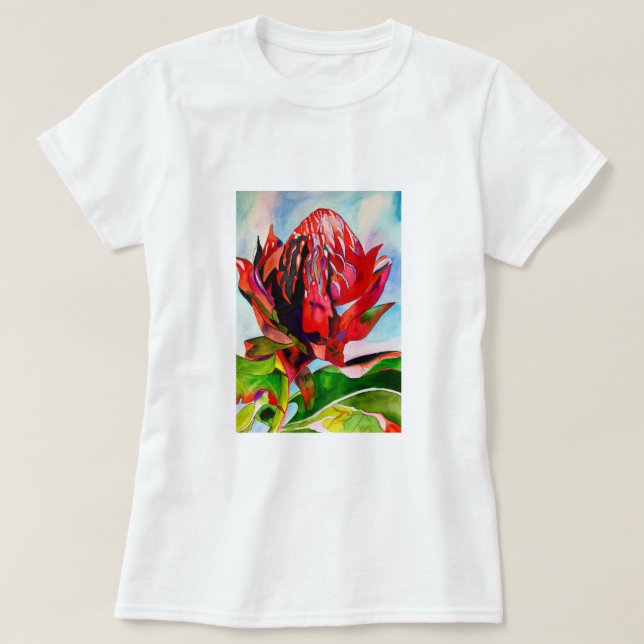 Waratah Australian native flower watercolor T-Shirt (Design vorne)