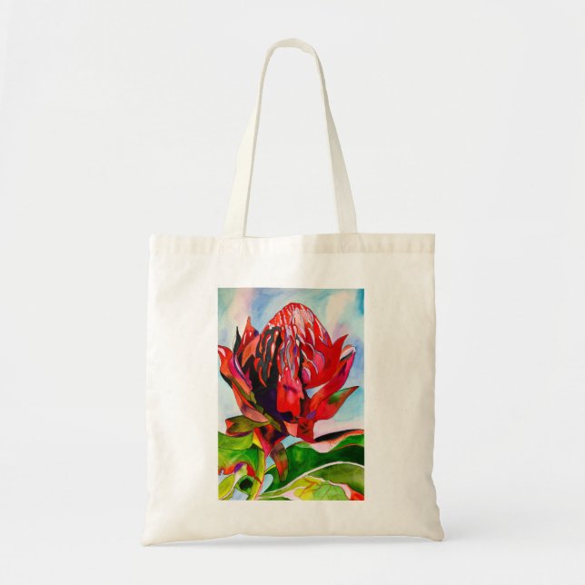 Waratah Australian native flower watercolor Tragetasche (Vorne)
