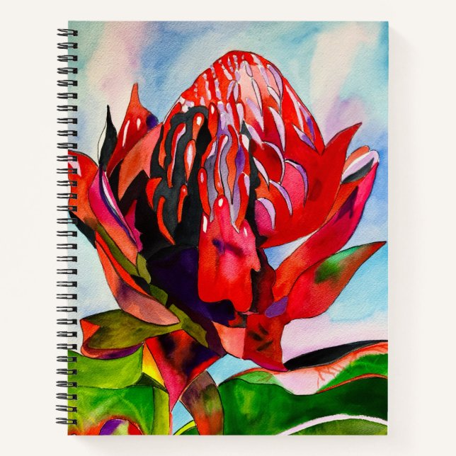 Waratah Australische Blume Aquarell Notizbuch (Vorderseite)