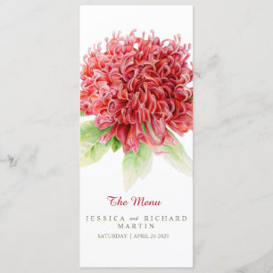 Waratah Rote Blume Hochzeitsmenü Menükarte