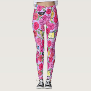 Warblers und Rose auf Lavendel Fleece Blanket Leggings