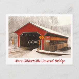 Ware Gilbertville Covered Bridge Winter Postkarte