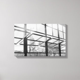 Warehouse-Fenster, Schwarz-Weiß-Foto (Leinwand) Leinwanddruck