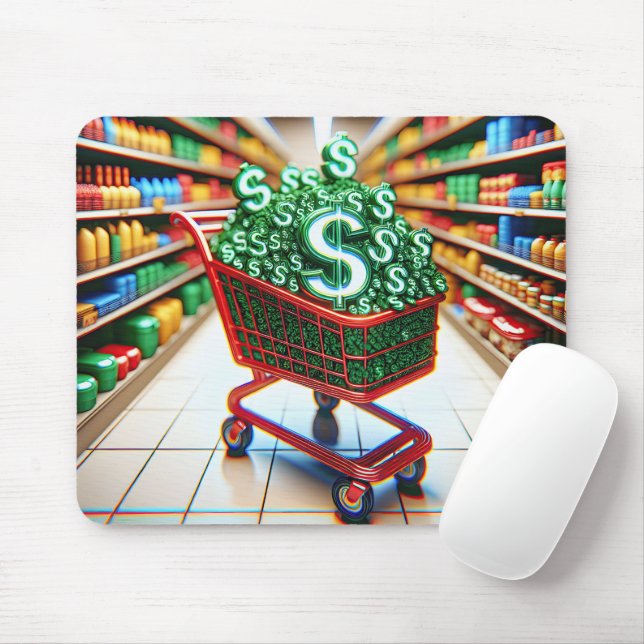 Warenkorb mit Dollar-Zeichen Mousepad (Mit Mouse)