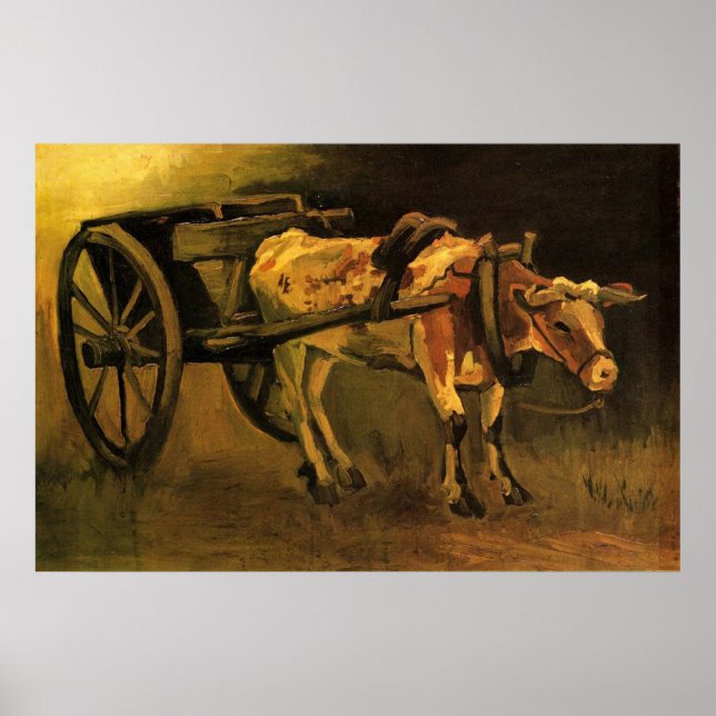 Warenkorb mit Rot und Weiß Ox von Van Gogh. Poster (Vorne)