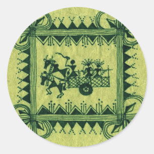 Warli BullockCart Runder Aufkleber