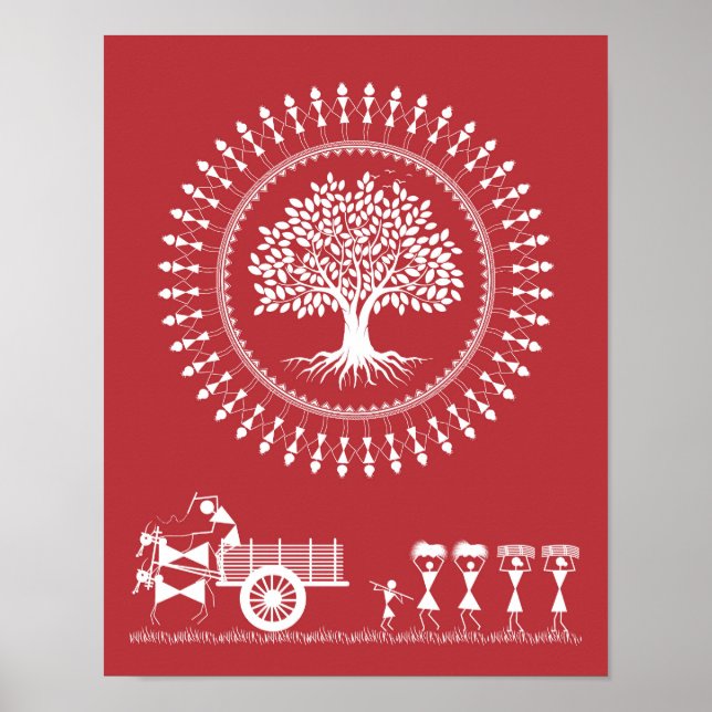 Warli Harmony : Poster de l'arbre de vie et de la  (Devant)