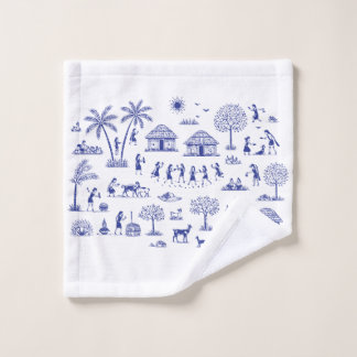 Warli-Kunst Indische Stammesillustration Waschlappen