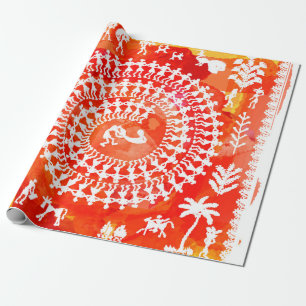 Warli-Malerei - handgezeichnete traditionelle die Geschenkpapier