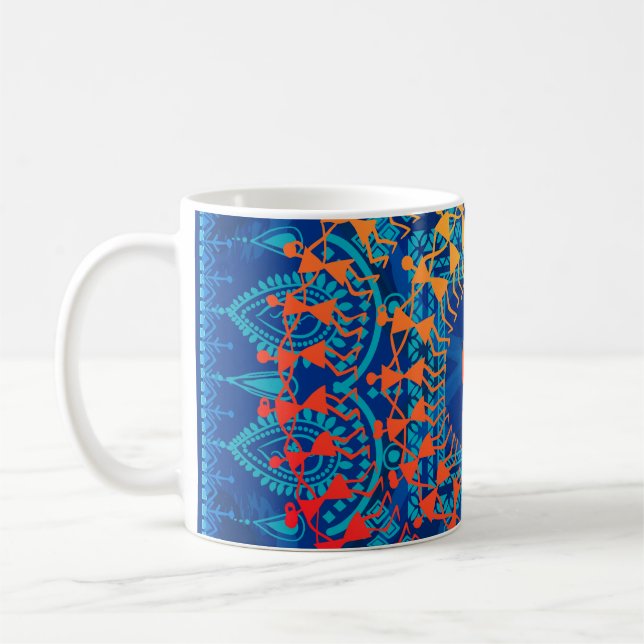 Warli-Malerei - traditionell gezeichnete Handarbei Kaffeetasse (Links)