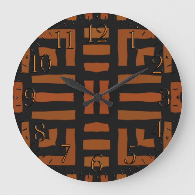 Warm African Tribal Artwork Große Wanduhr (Vorderseite)