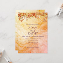 Warm Autumn Marble Wedding Invitation