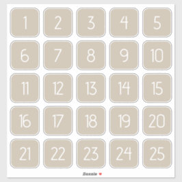 Warm Beige Customizable Square Number Stickers  Aufkleber