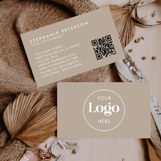 Warm Beige Elegant Benutzerdefiniertes Firmenlogo Visitenkarte