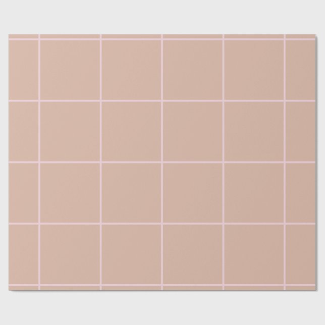 Warm Beige Grid Pattern Minimal Soft Check Design Geschenkpapier (Flach)