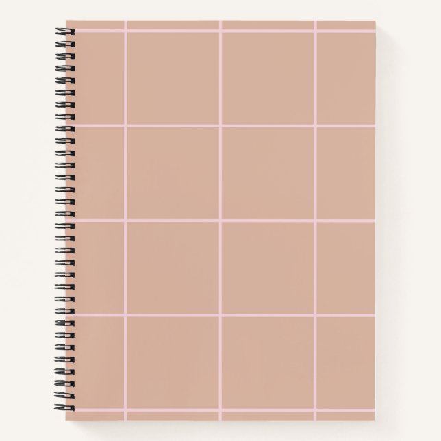 Warm Beige Grid Pattern Minimal Soft Check Design Notizbuch (Vorderseite)