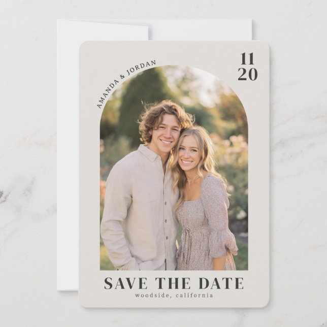 Warm Beige Rustikales Foto Save The Date (Vorderseite)