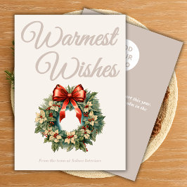 Warm Beige Script Christmas Card Feiertagskarte