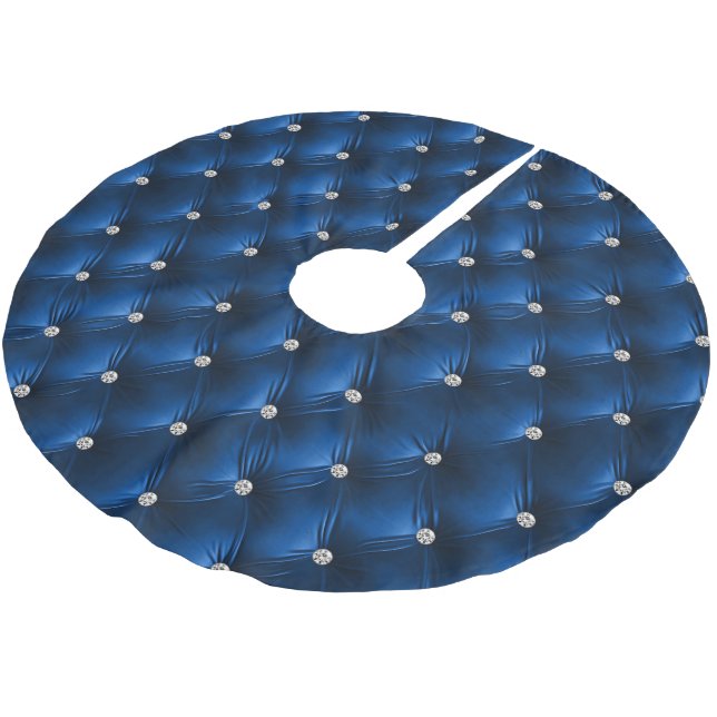 Warm blaue Imitate Velvet Polyester Weihnachtsbaumdecke (Schrägansicht)