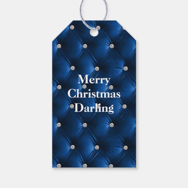 Warm blauer Chic Imitate Velvet Geschenkanhänger (Vorderseite)