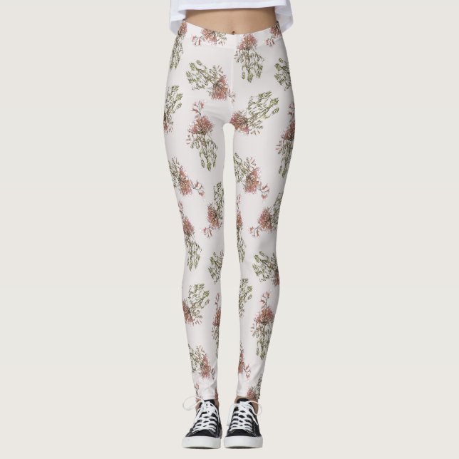 Warm Blossom Harmonie Blumenmuster Leggings (Vorderseite)