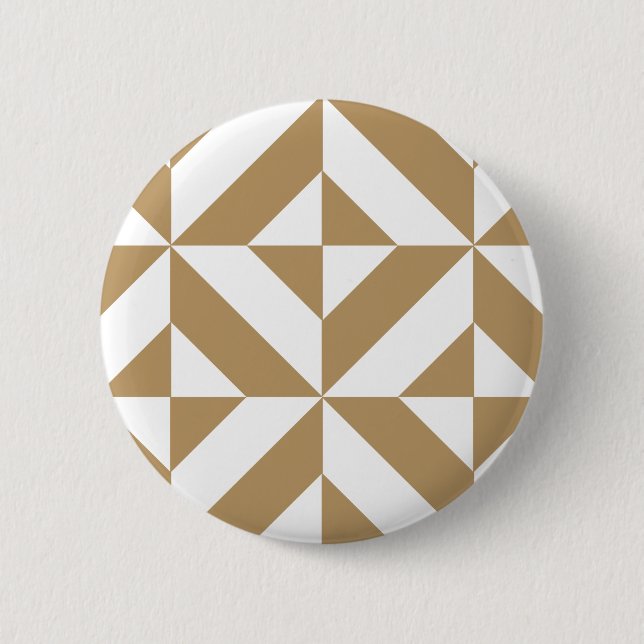 Warm Brown Geometric Deko Cube Pattern Button (Vorderseite)
