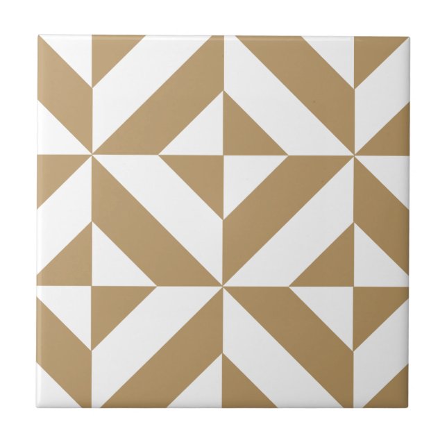 Warm Brown Geometric Deko Cube Pattern Fliese (Vorderseite)