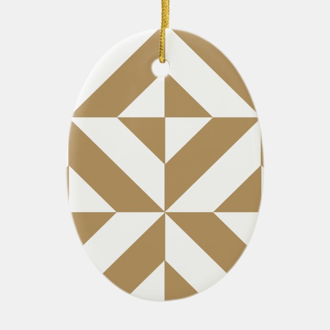 Warm Brown Geometric Deko Cube Pattern Keramik Ornament (Vorne)