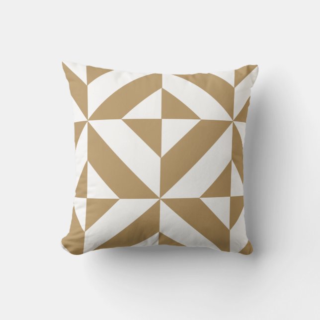 Warm Brown Geometric Deko Cube Pattern Kissen (Vorderseite)