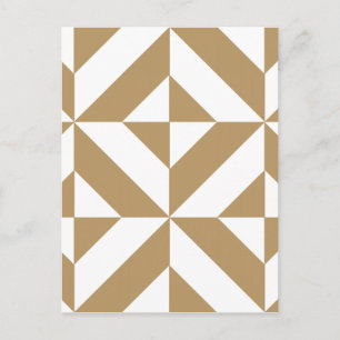 Warm Brown Geometric Deko Cube Pattern Postkarte