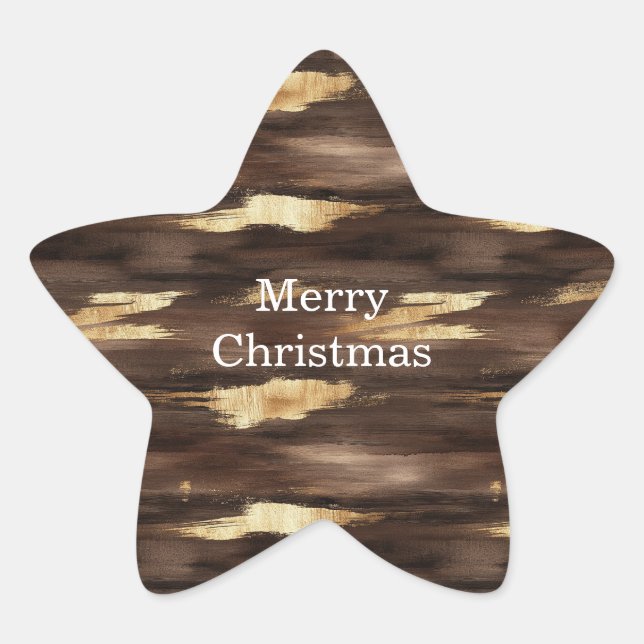 Warm Brown Gold Abstract Streaks Christmas Stern-Aufkleber (Vorderseite)