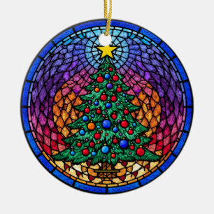 Warm-Buntglas-Rentier-Porträt Keramik Ornament