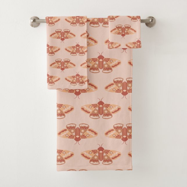 Warm Butterfly Motif - Soft Boho Ästhetik Badhandtuch Set (Insitu)