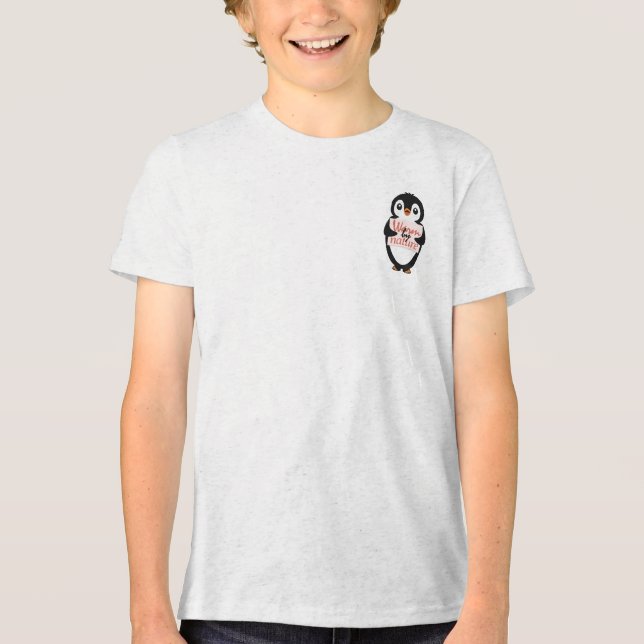 Warm by nature: Adorable Penguin with Playful Text Tri-Blend Shirt (Vorderseite)