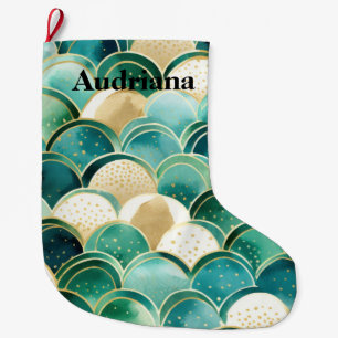 Warm Chic Sage Grüne Minze Großer Weihnachtsstrumpf