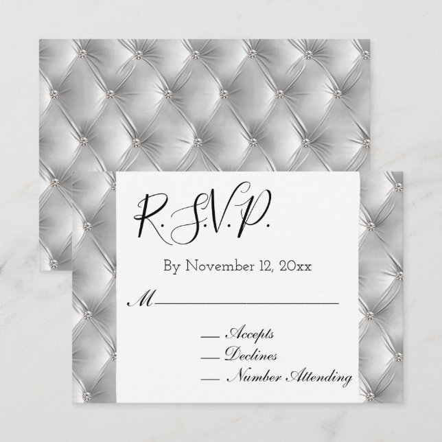 Warm Chic Soft Gray Imitats Velvet Wedding RSVP Begleitkarte (Vorne/Hinten)