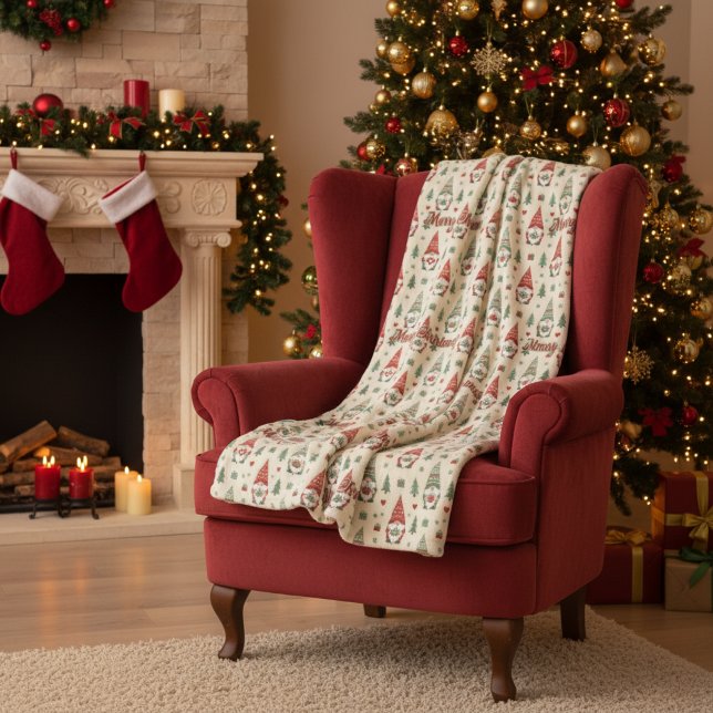 Warm Christmas Gnome Pattern Fleece Blanket (Von Creator hochgeladen)