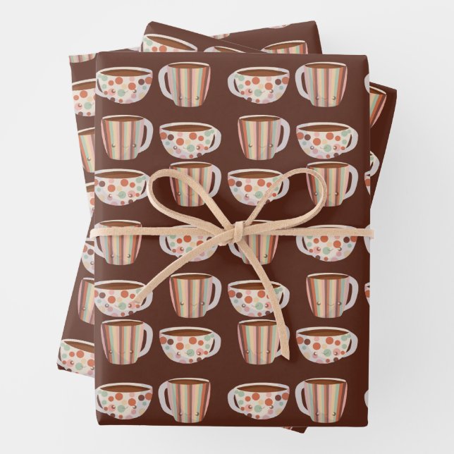 Warm Circle Pattern On Cups Of Coffee Geschenkpapier Set (Beispiel)