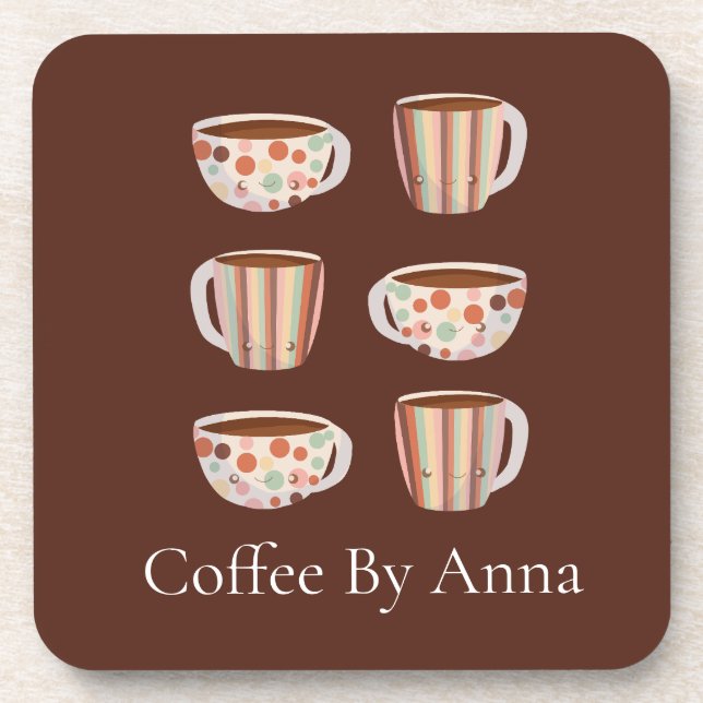 Warm Circle Pattern On Cups Of Coffee Getränkeuntersetzer (Vorderseite)