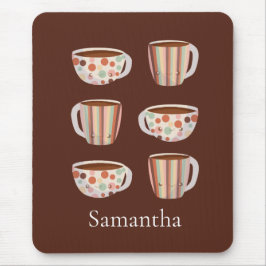 Warm Circle Pattern On Cups Of Coffee Mousepad