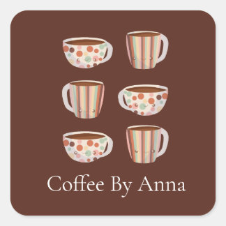 Warm Circle Pattern On Cups Of Coffee Quadratischer Aufkleber