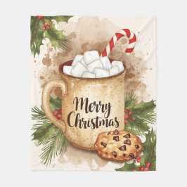 Warm cocoa merry Christmas holly cozy festive Fleecedecke
