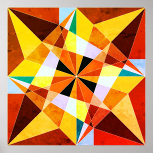 Warm Colors Cool Angular Geometric Shapes Poster