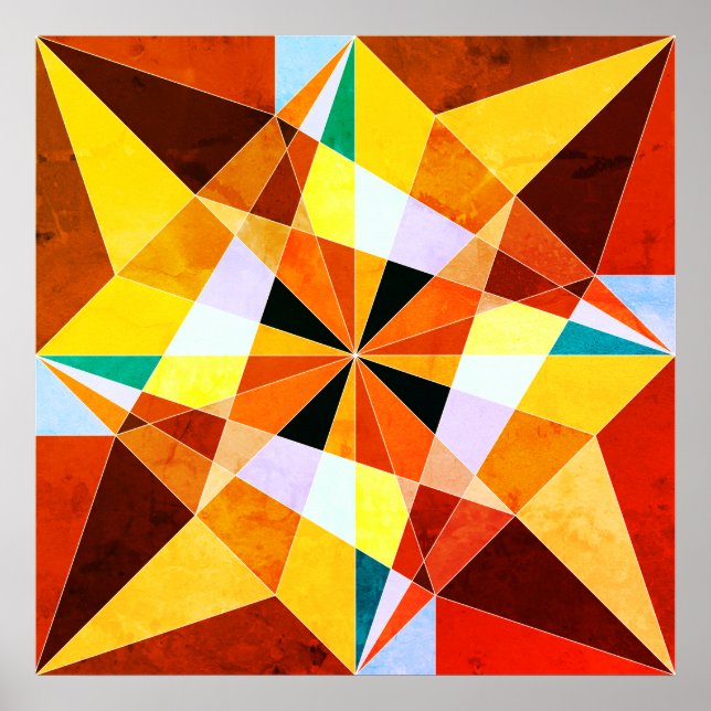 Warm Colors Cool Angular Geometric Shapes Poster (Vorne)