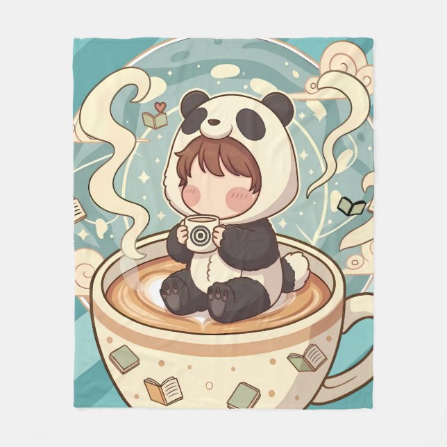Warm & Cozy Panda Brew Fleece Blanket (Vorderseite)