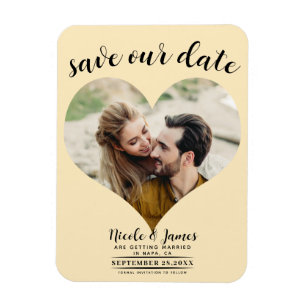Warm Custard Heart Foto Wedding Save the Date Magnet
