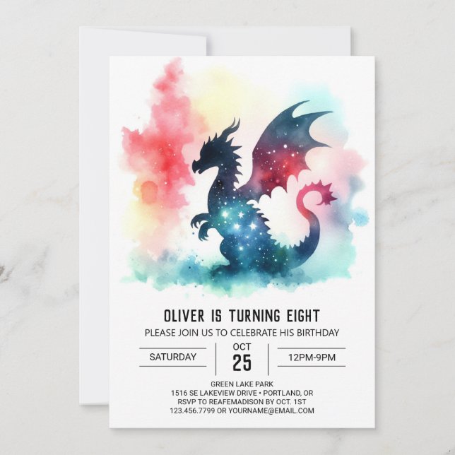 Warm Dragon Birthday DIY Einladung (Vorderseite)